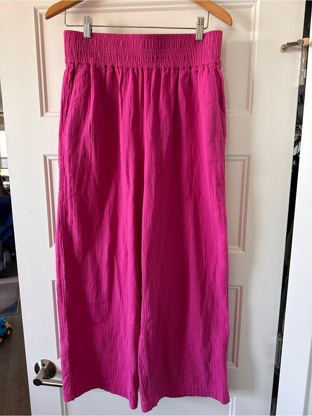 Boden Wide-Leg Pink Women's Linen Pants